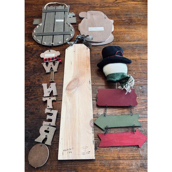 Lot of 5 Winter Snowman Wooden Signs - Picture 2 of 8